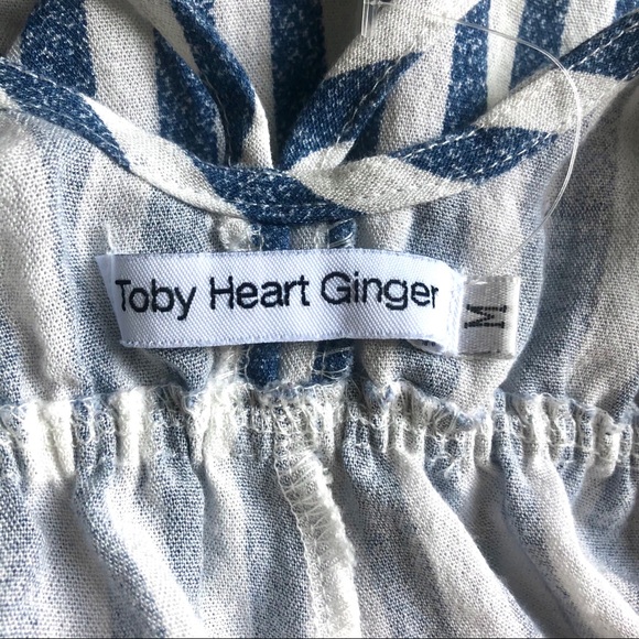 Blue & White Stripe Toby Heart Ginger Romper - Picture 5 of 7